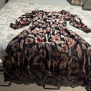 Cupio brand Floral Black and Red Women's Dress  size medium